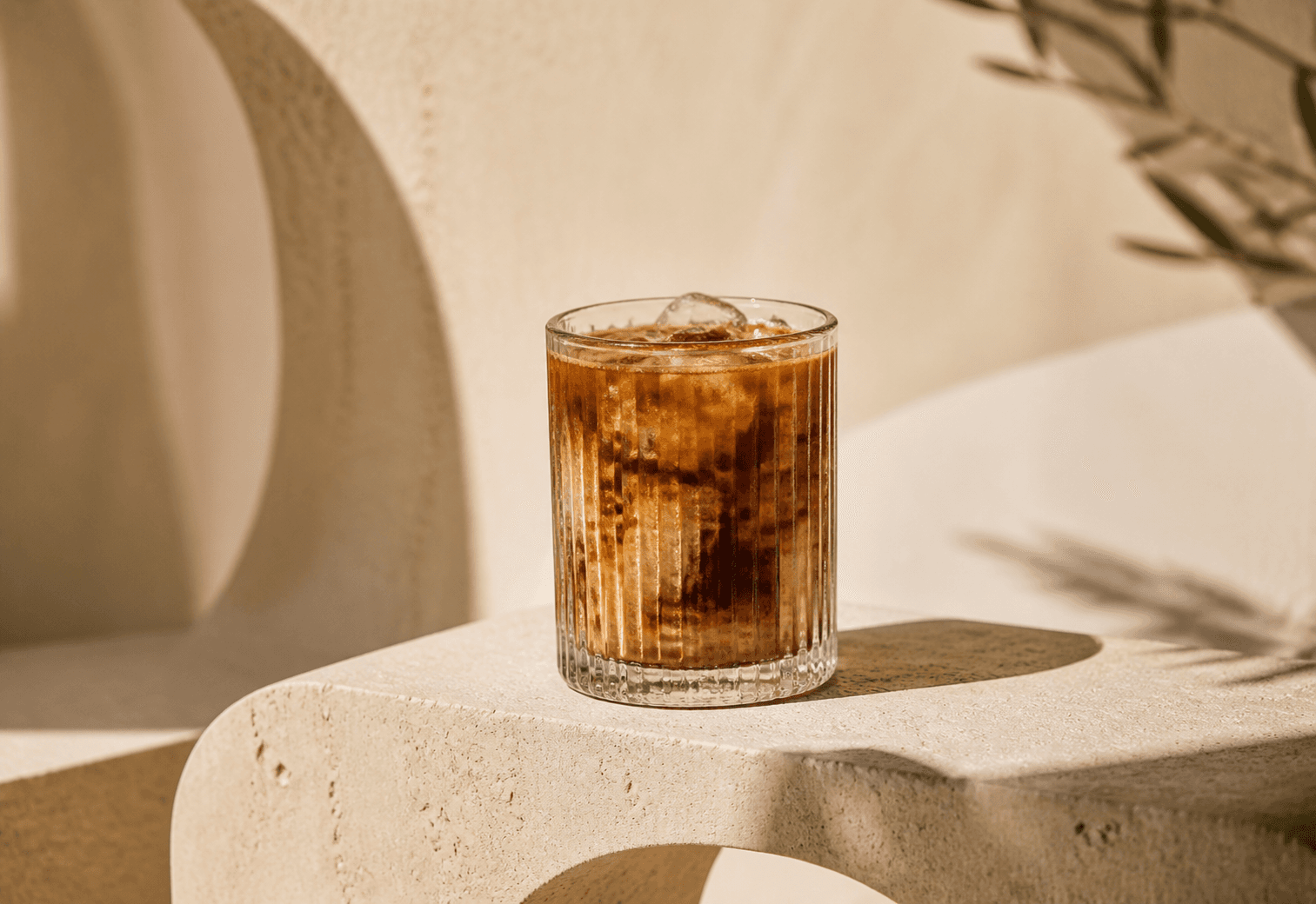 Iced RAMLAH coffee in warm desert light